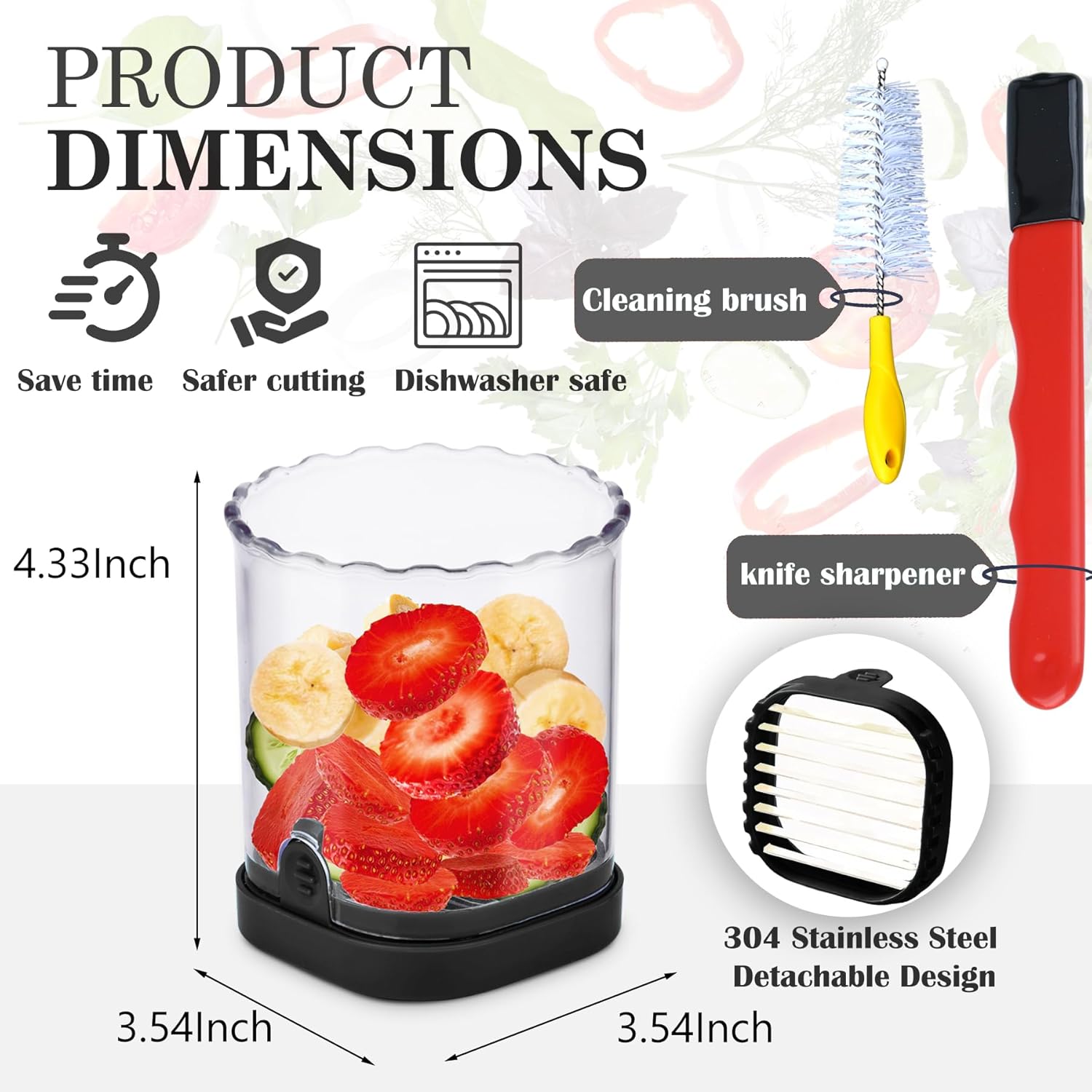 Fruit Slicer with Sharpener Cleaning Brush