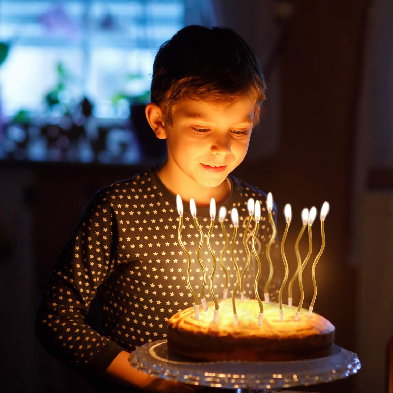 Twisty Metallical Birthday Candles with Holders