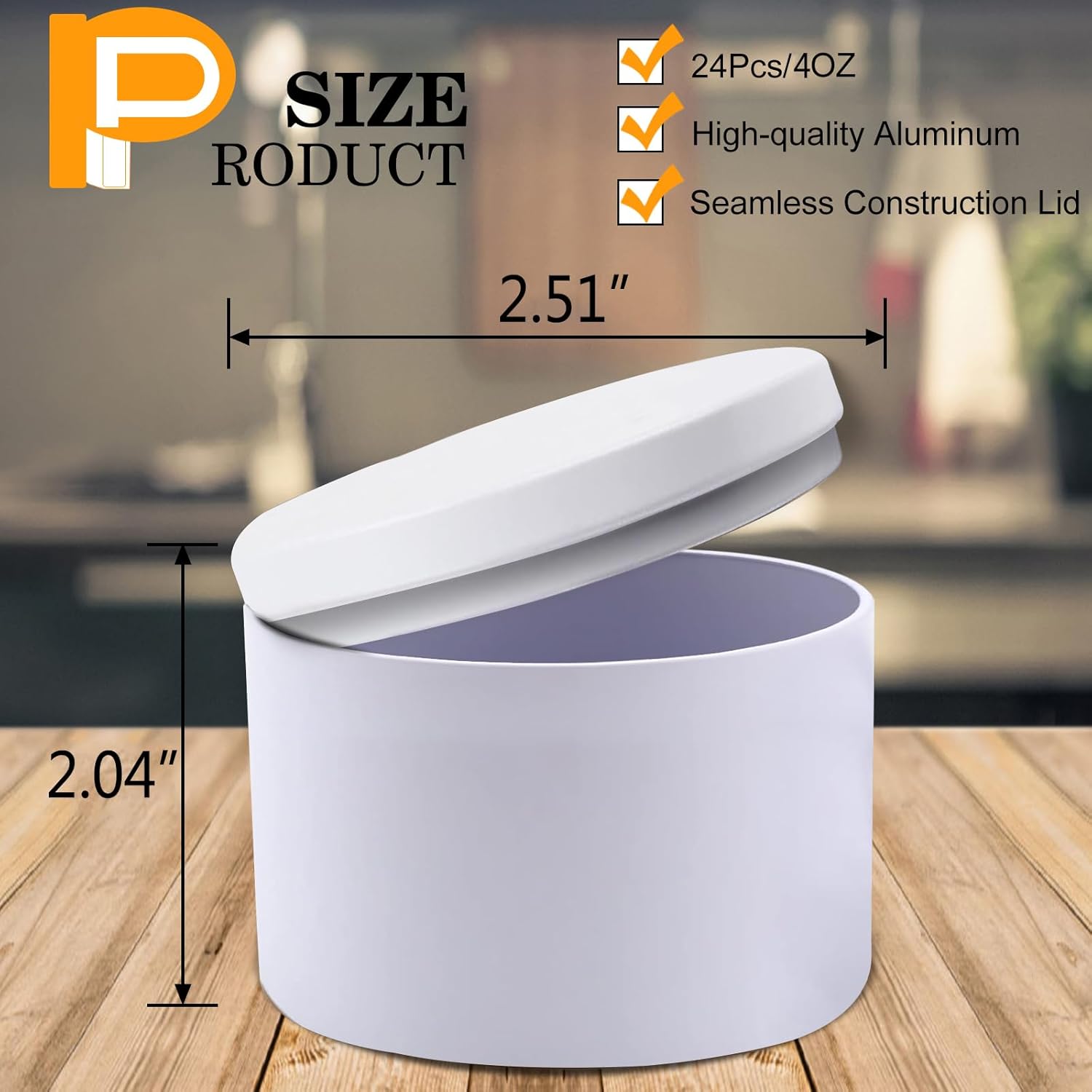 BBAXI 24 Pcs White Candle Tins with Lids Black Empty 4 oz