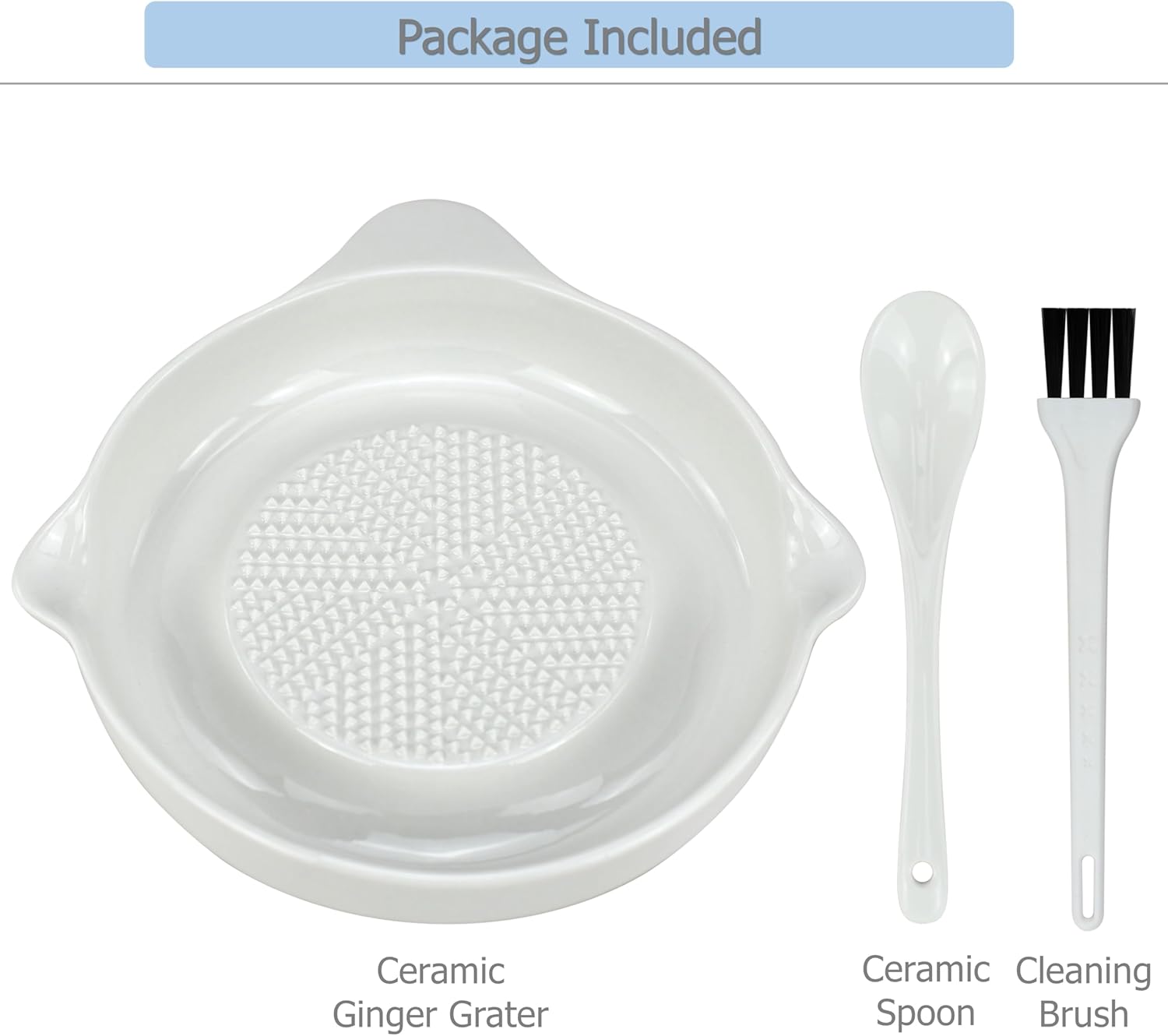 EIKSS Ceramic Grater Set with Spoon and Brush