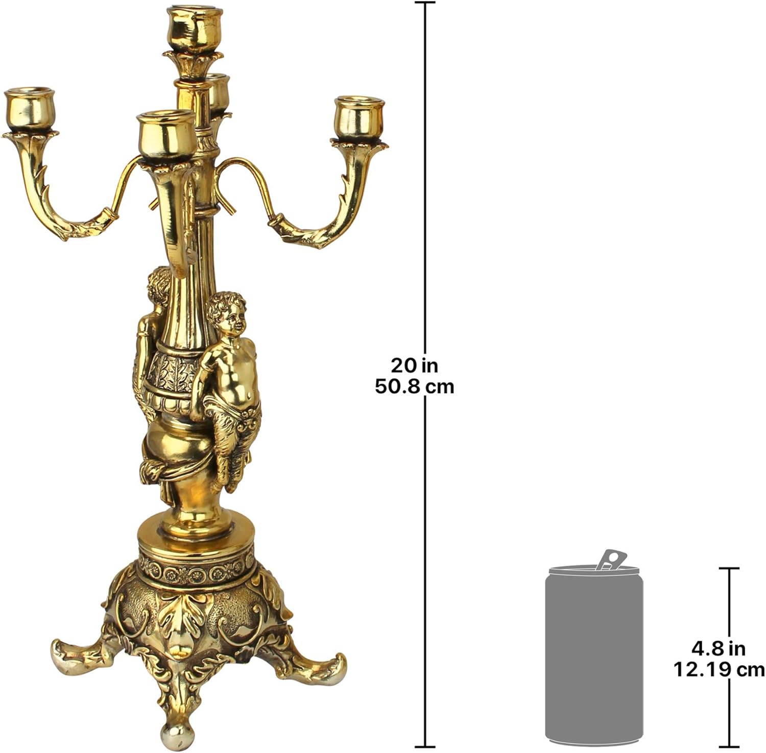 Elegant Candelabra Cast Stone Resin Metallic Gold Finish