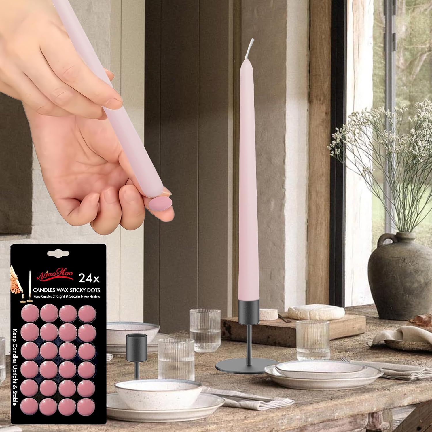 Stable Candle Adhesive Dots for Tapers