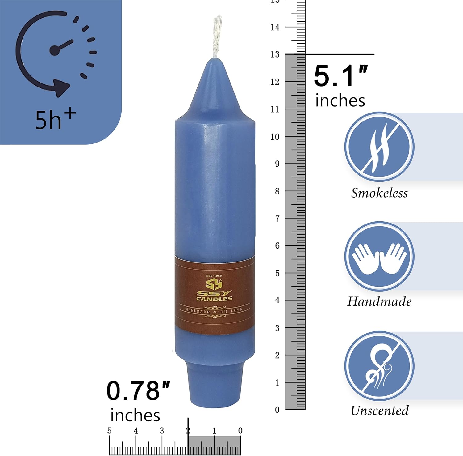 FCMSHAMD Dark Blue Taper Candle Sticks 4-Pack
