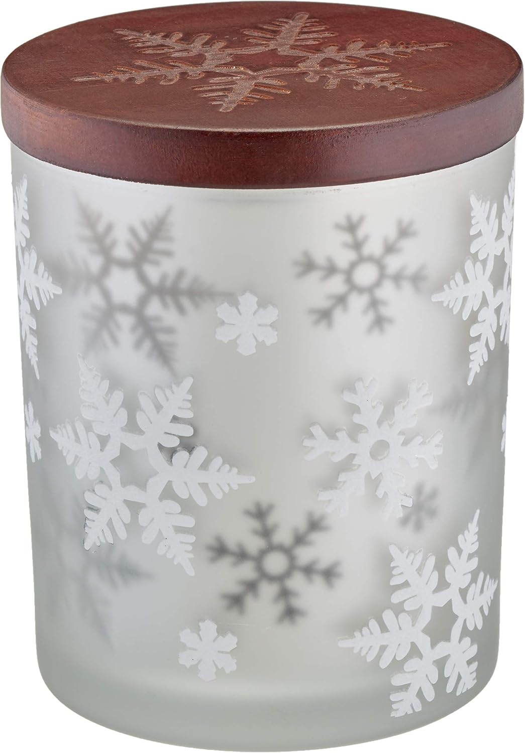 Elegant Snowflake Votive with Wood Lid