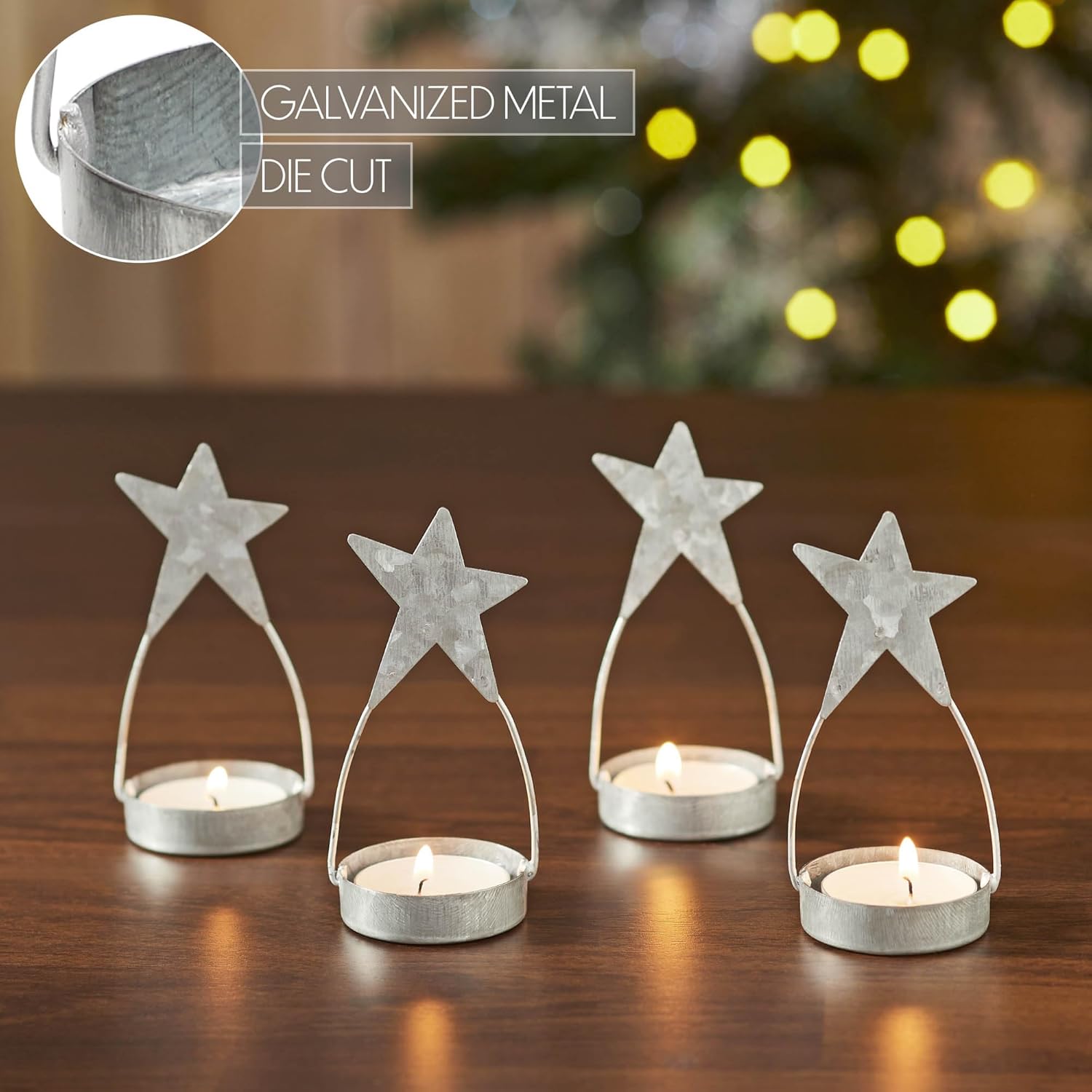Star Tealight Holder Set Galvanized