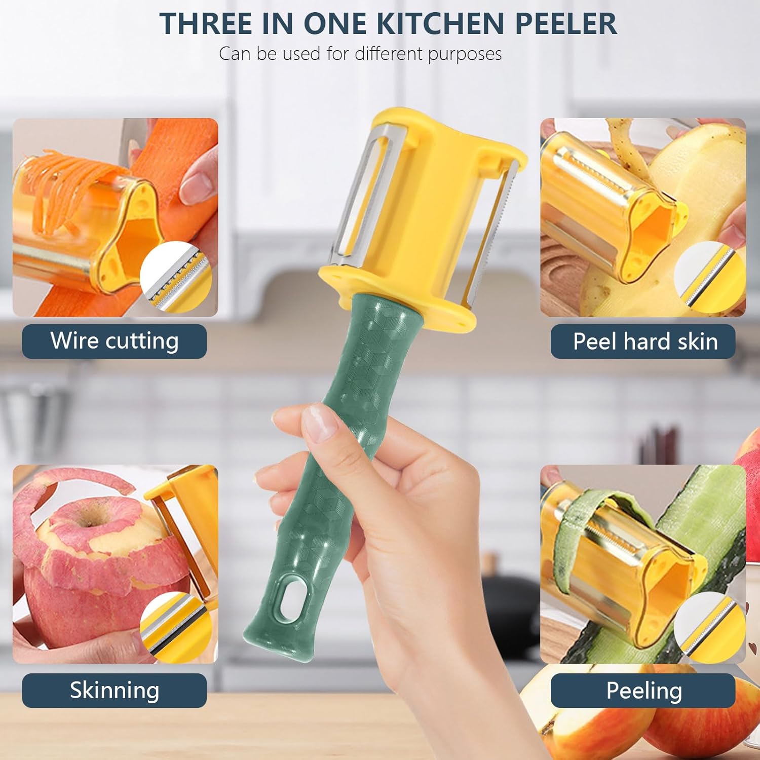 Two-Piece 3-in-1 Julienne Peeler and Slicer