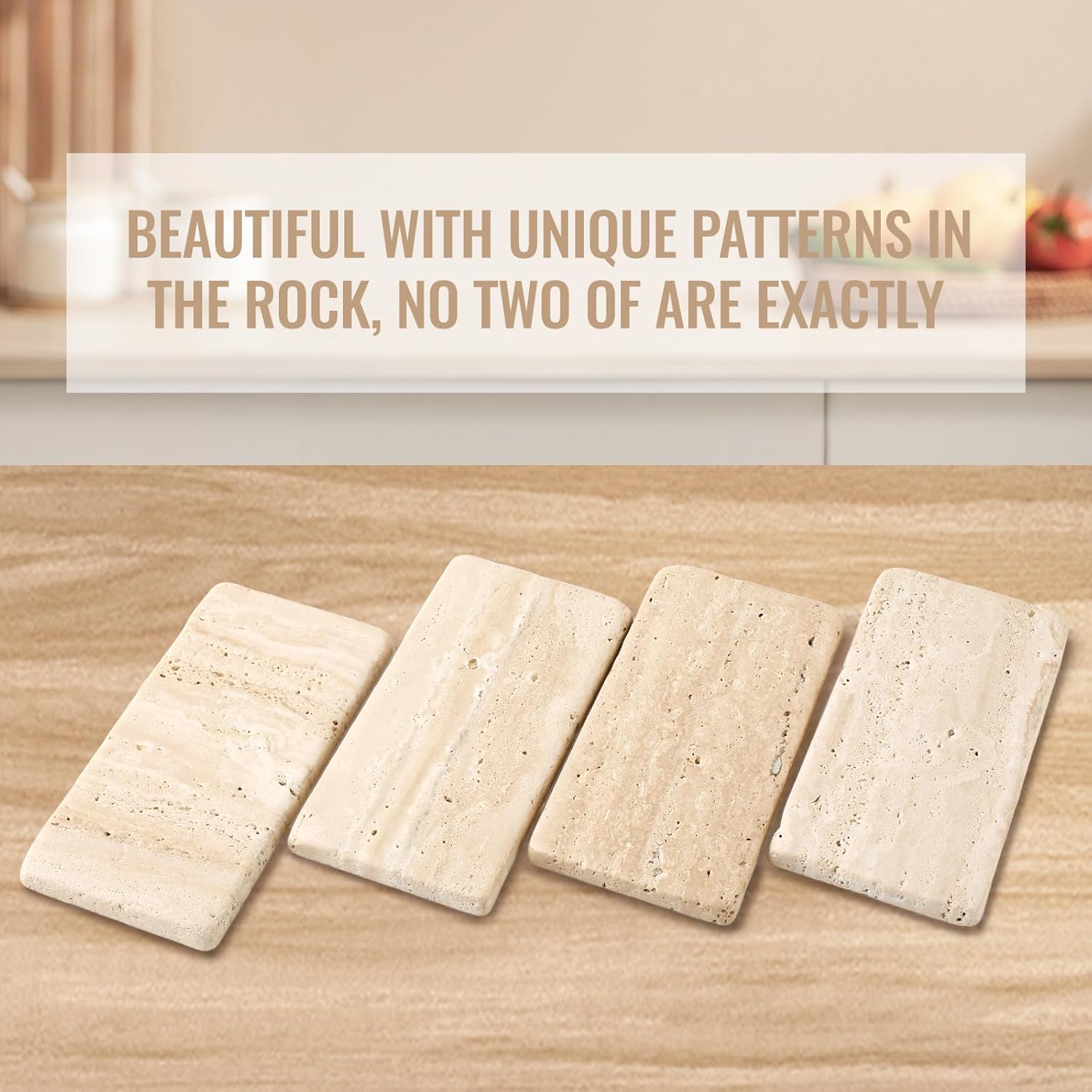 BCS Natural Travertine Candle Plate 6x3 Inch Candle Tray 2PCS