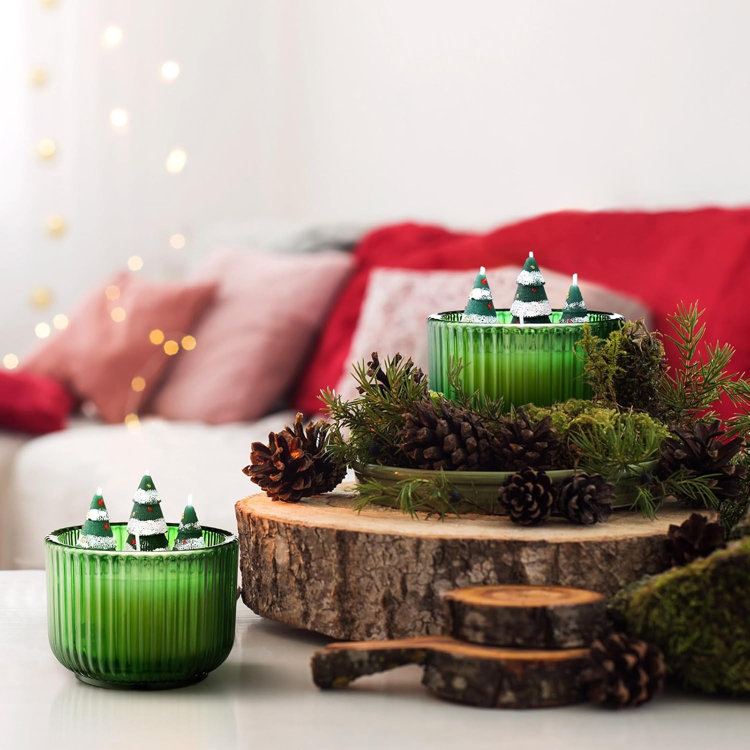 2 Pack Christmas Aspen Scented Candles Dark Green Classic
