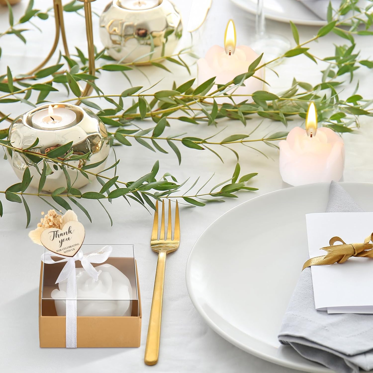 Threlaco 50 Sets Wedding Rose Candles Favor Bulk