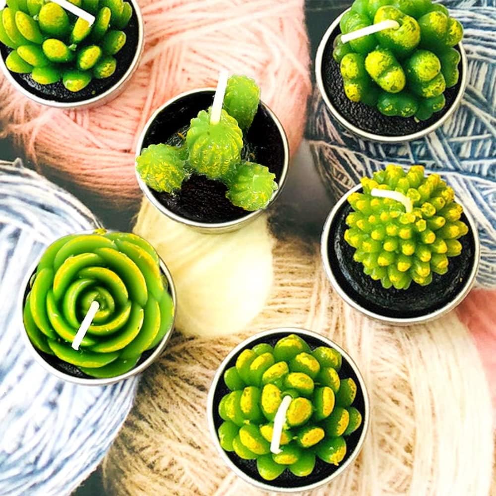 Phyther Cactus Tea Light Candles 12 Pieces Unscented Decor