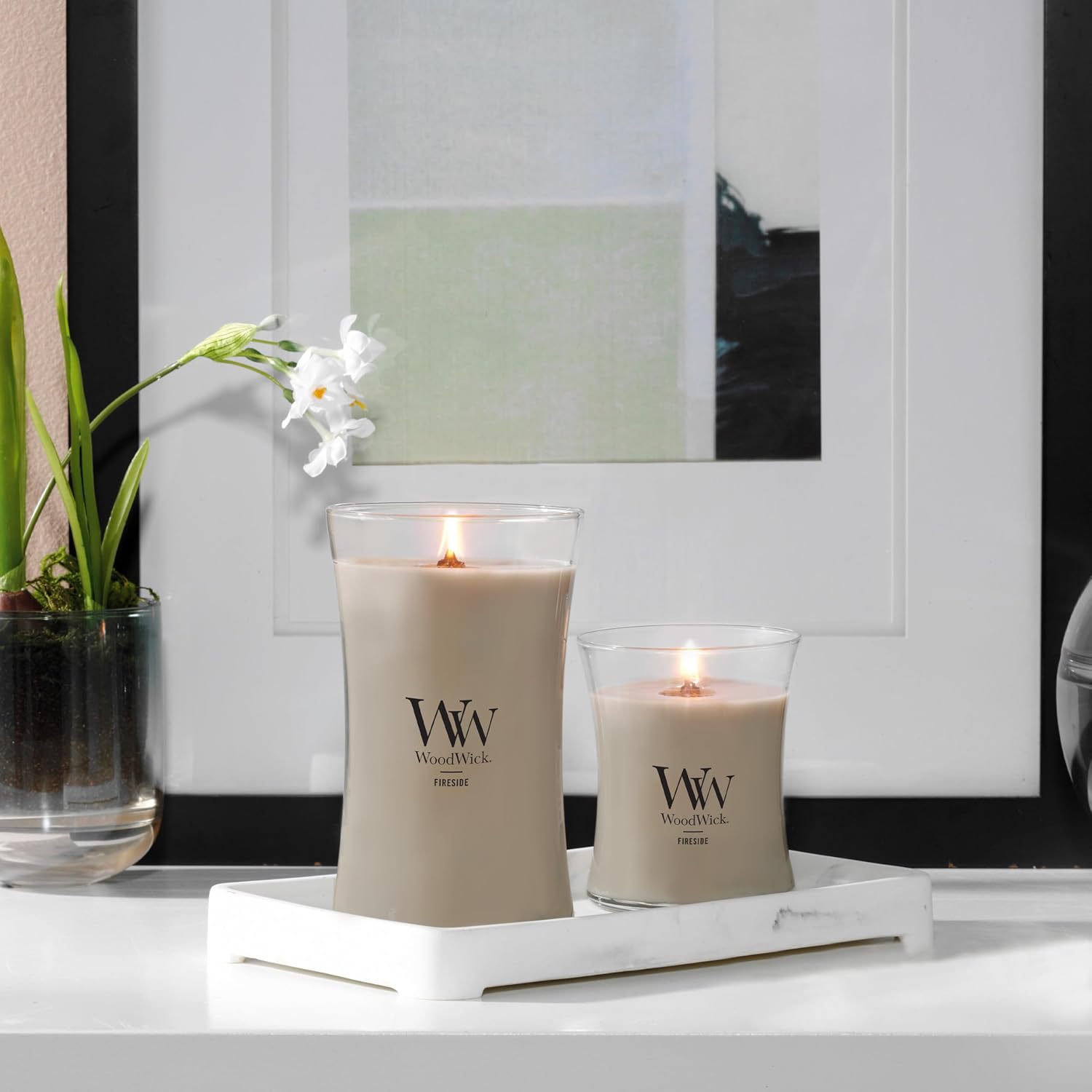 WoodWick Medium Hourglass Candle - Fireside Scent Soy Blend crackling Wick 97oz Perfect Gift