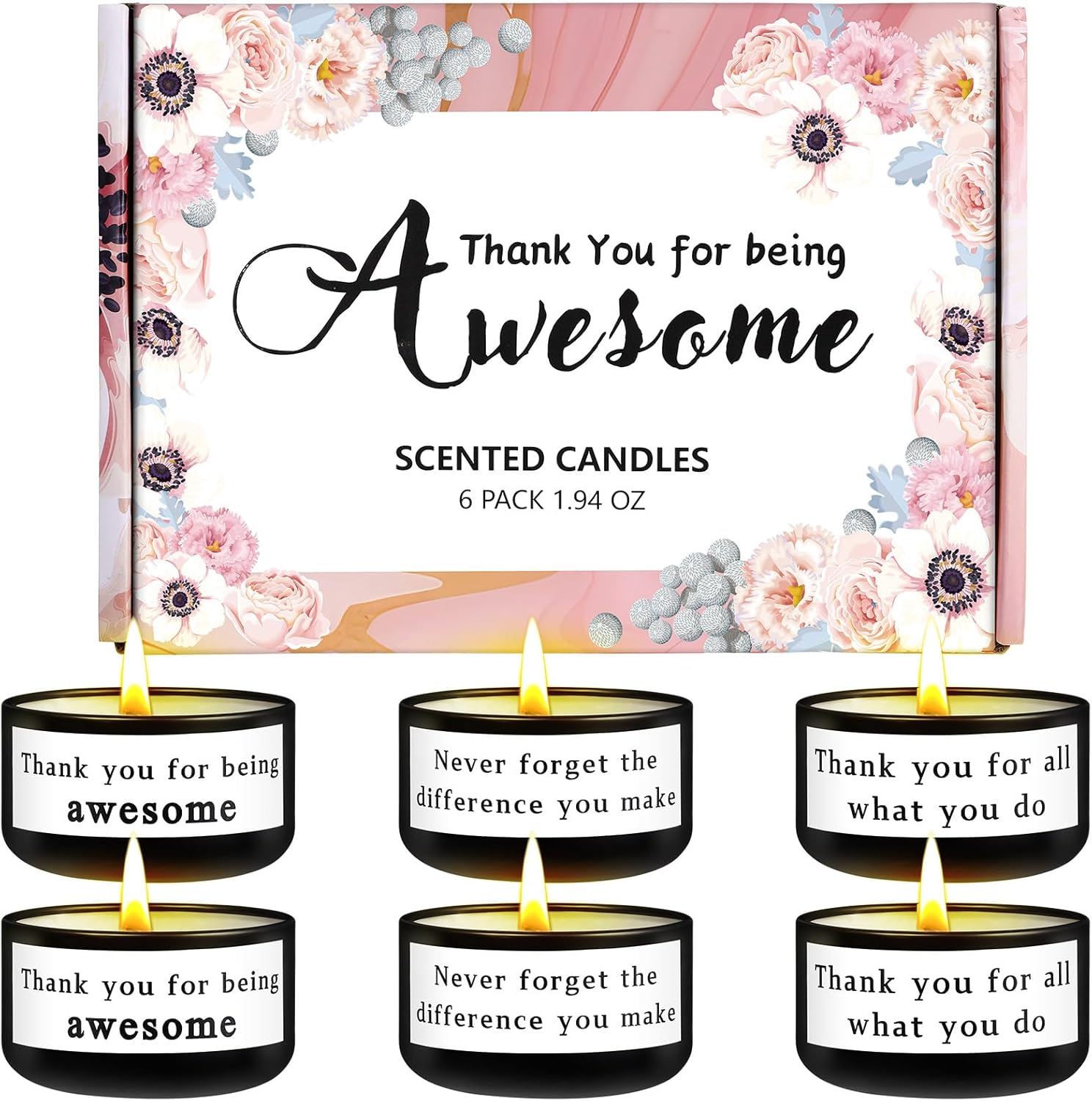 Teacher Nurse CoworkerThank You Scented Candle for Women 6Pack Gift Box