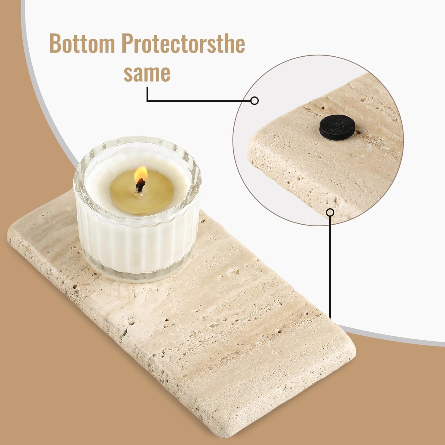 BCS Natural Travertine Candle Plate 6x3 Inch Candle Tray 2PCS