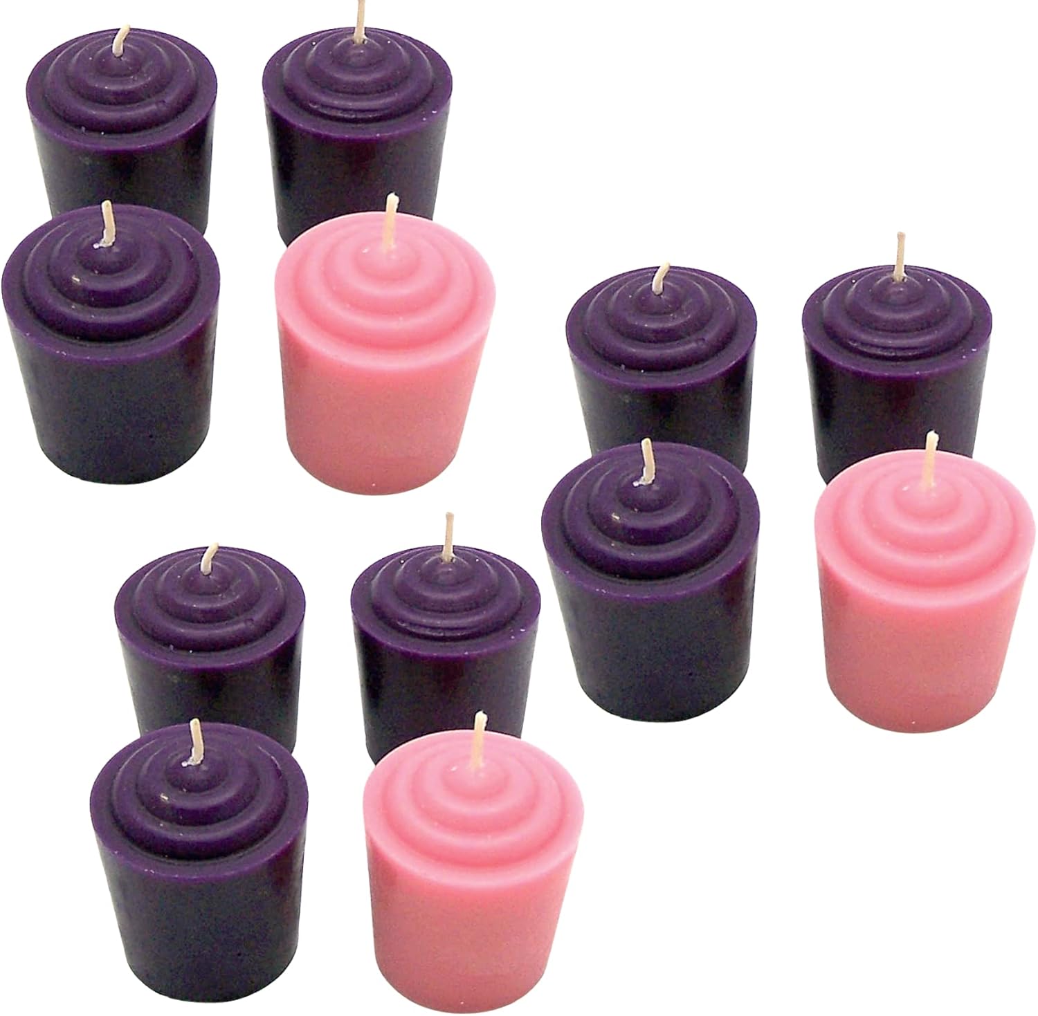 Four Piece Advent Votive Candle Set with 3 Purple and 1 Pink