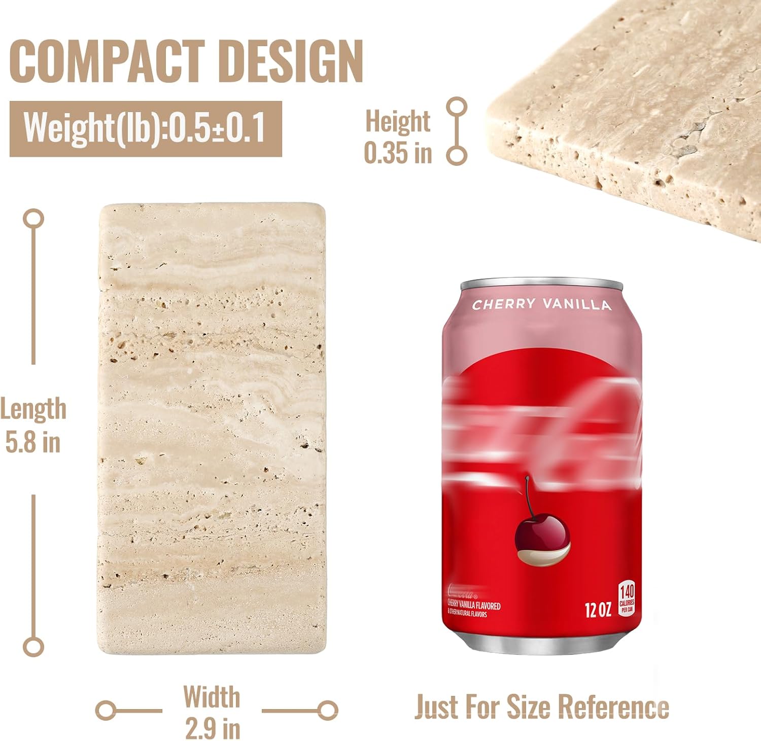 BCS Natural Travertine Candle Plate 6x3 Inch Candle Tray 2PCS