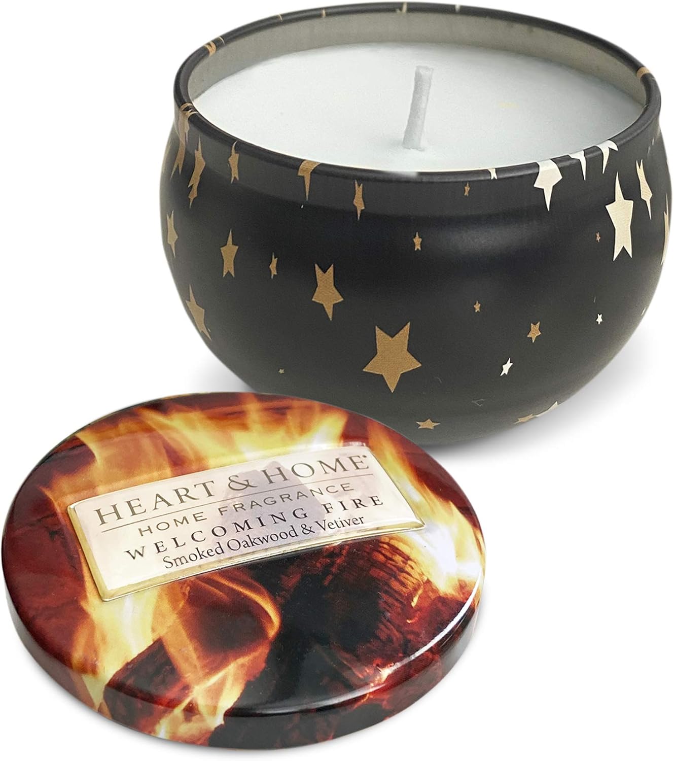 Heart Home Christmas Tin Candle Welcoming Fire