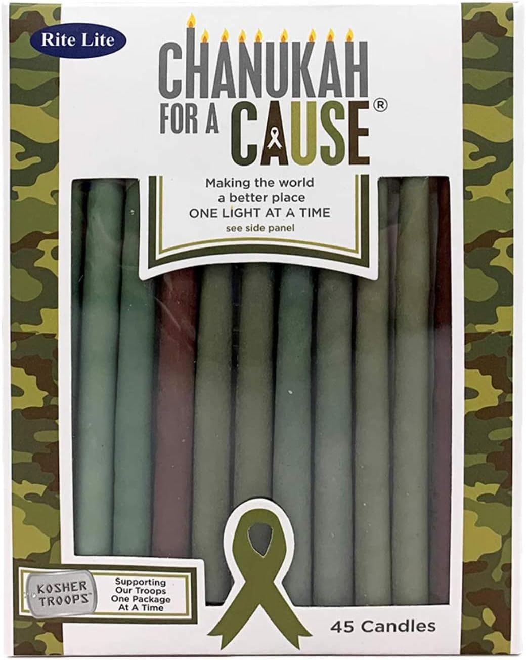 Rite Lit Green Hanukkah Candles - Support Troops