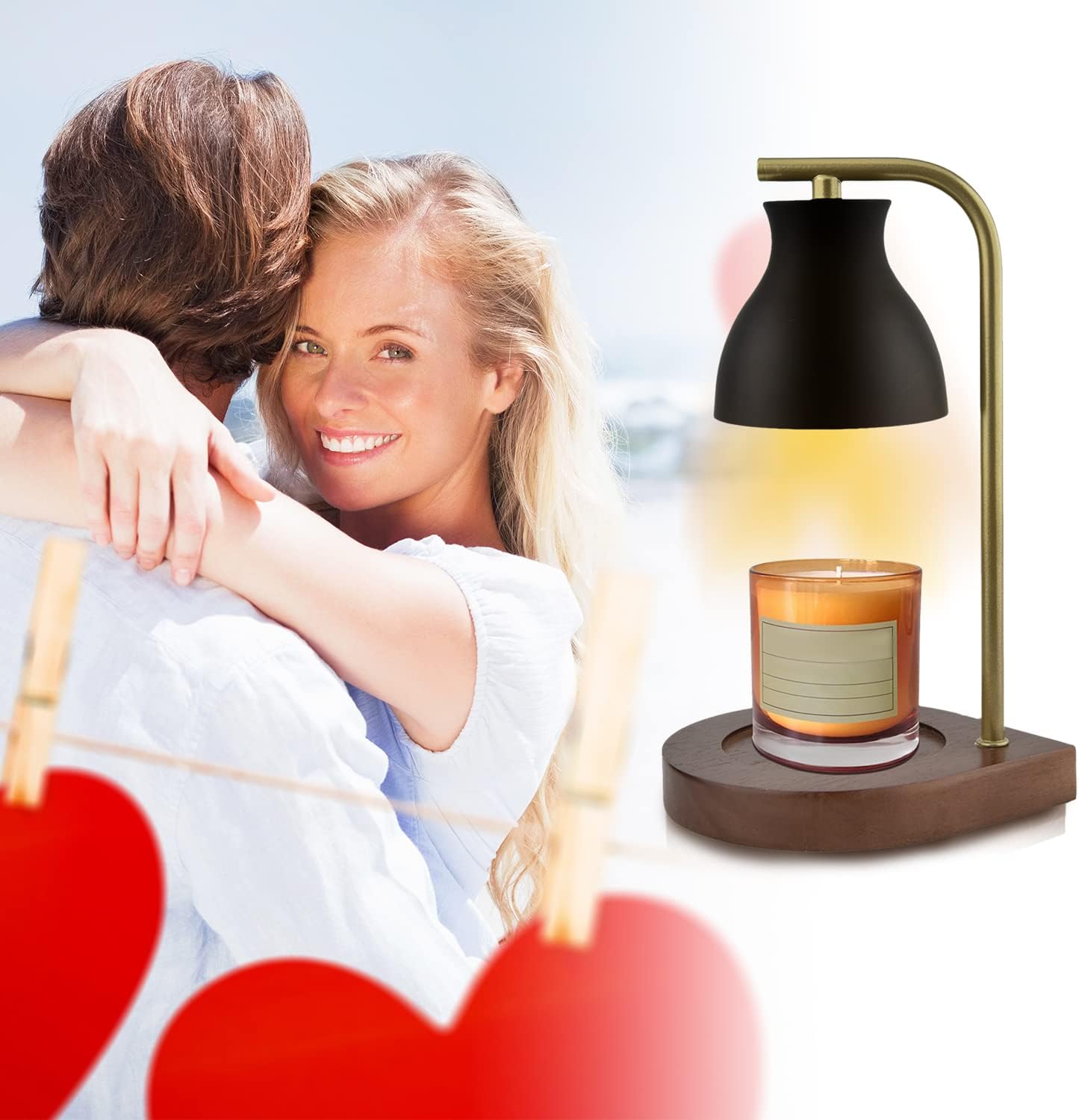 SOKCVSEA Candle Warmer Lamp - Candle Lamp Warmer with Dimmable CBlack Gold