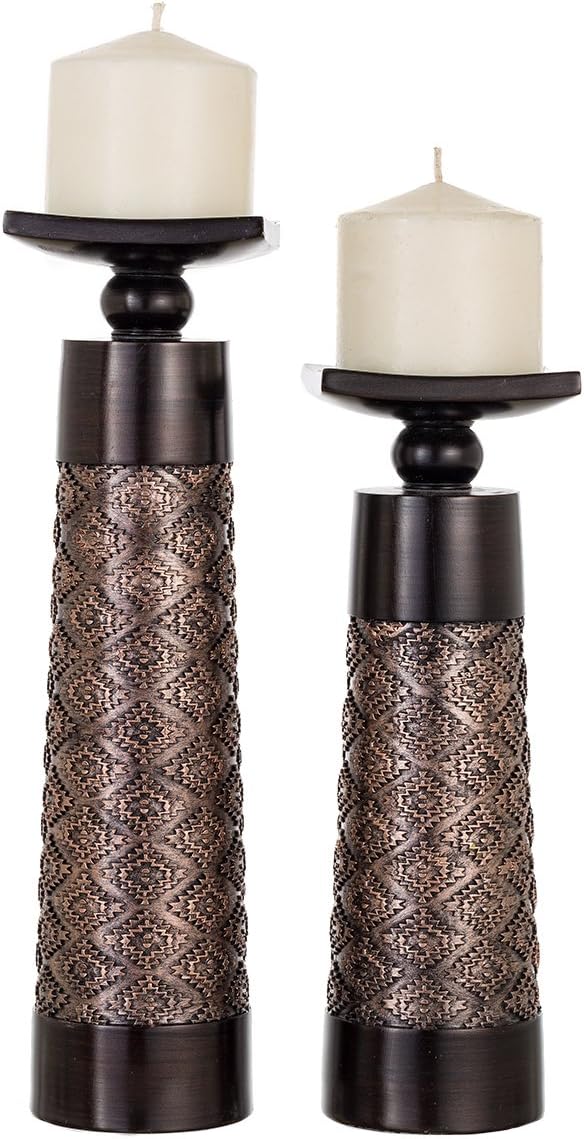 Creative Scents Dublin Brown Pillar Candle Holder Set of 2