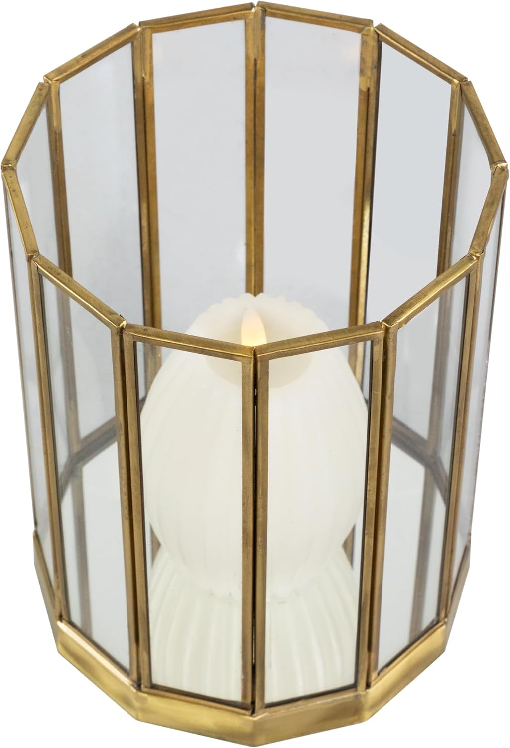 Weatherproof hurricane mirrored candle holders set of 2 in brass 1175 inch