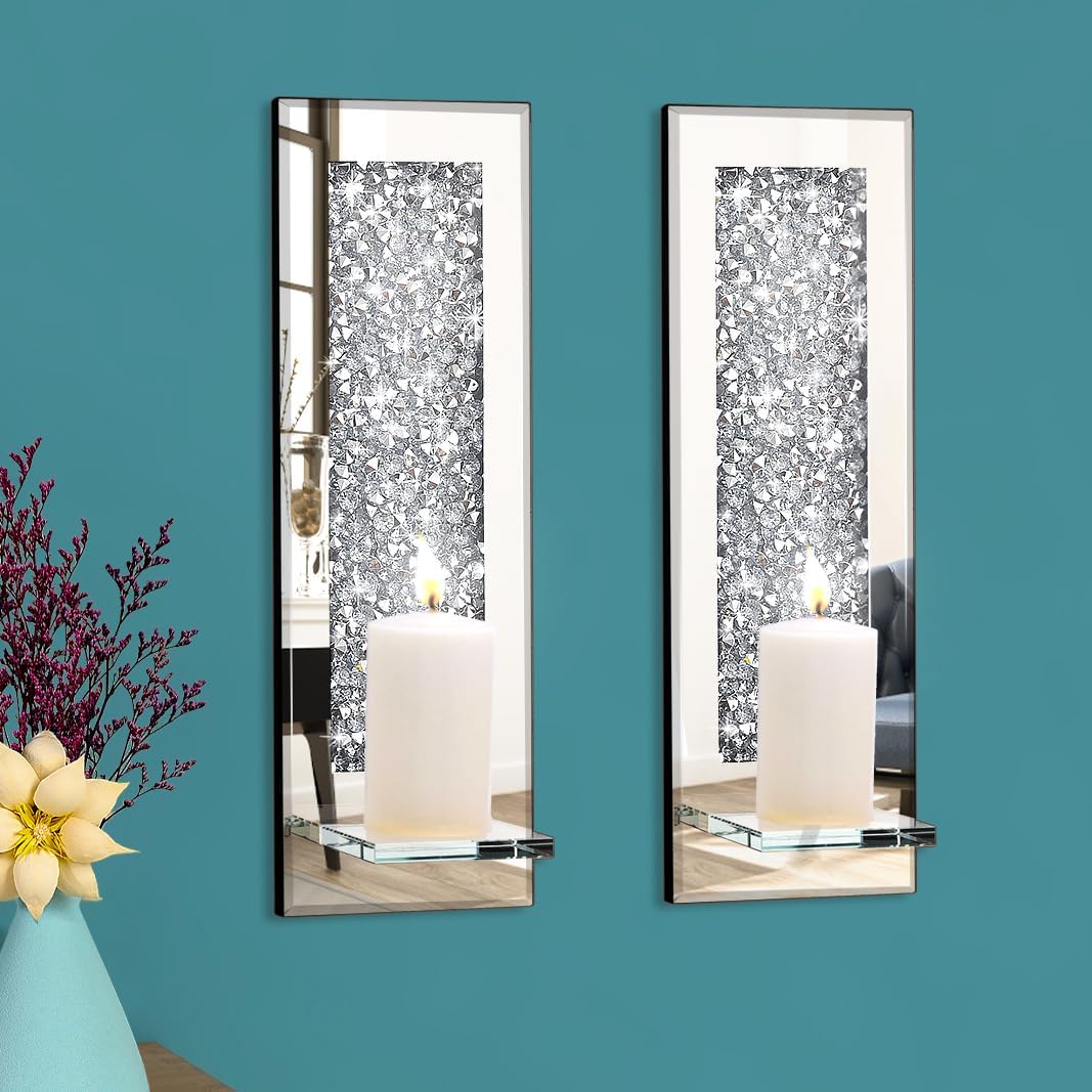 Pibeyer Crystal-Crushed Diamond Wall Candle Holders