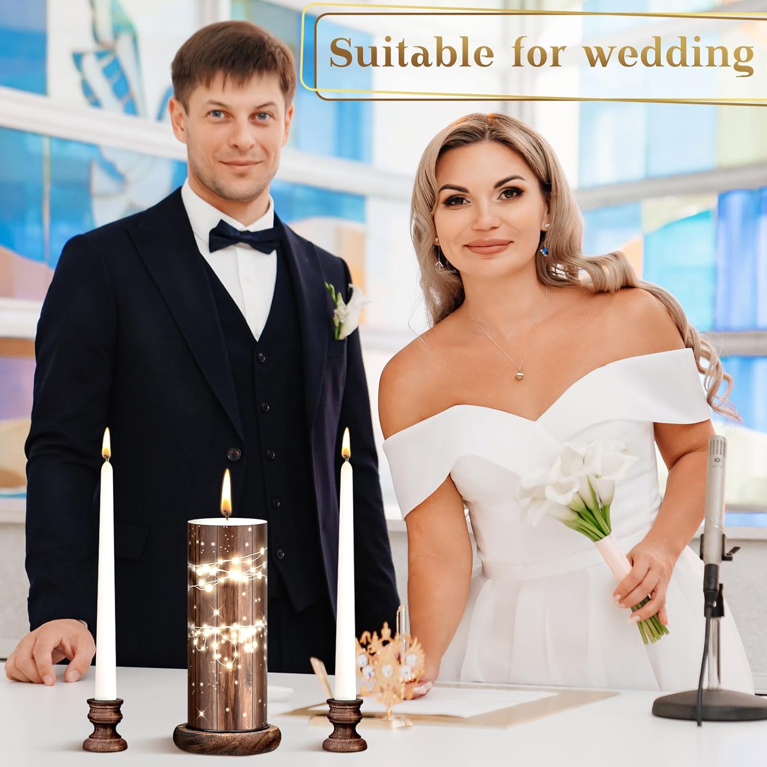Elegant Unity Candles with Holder for Weddings