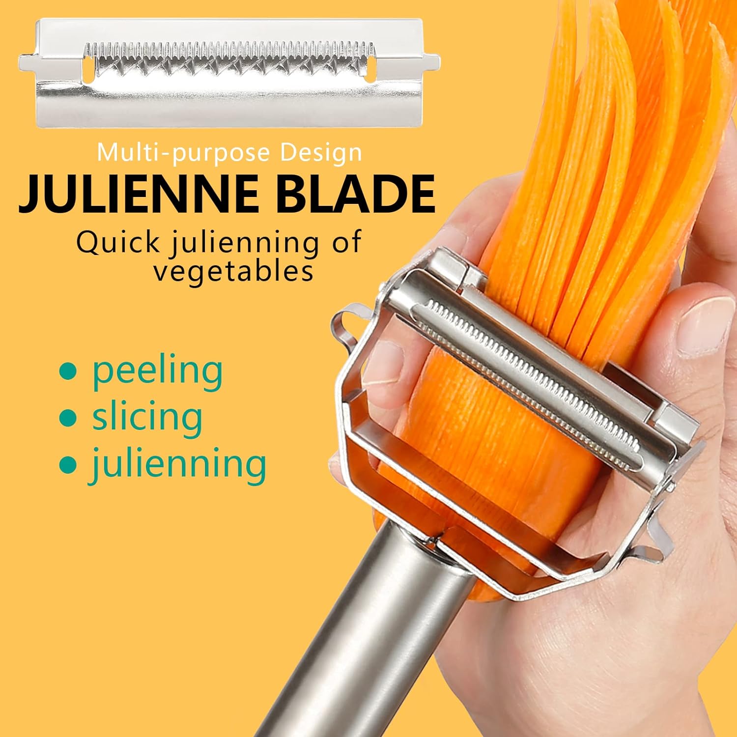 Iziusy Stainless Steel Peeler Julienne Cutter for Carrots and Potatoes