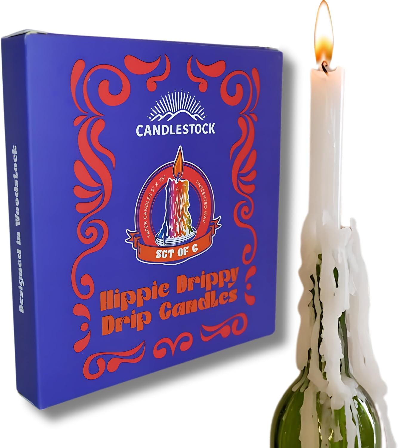 Candlestock White Wine Bottle Drip Candles Pack of 6