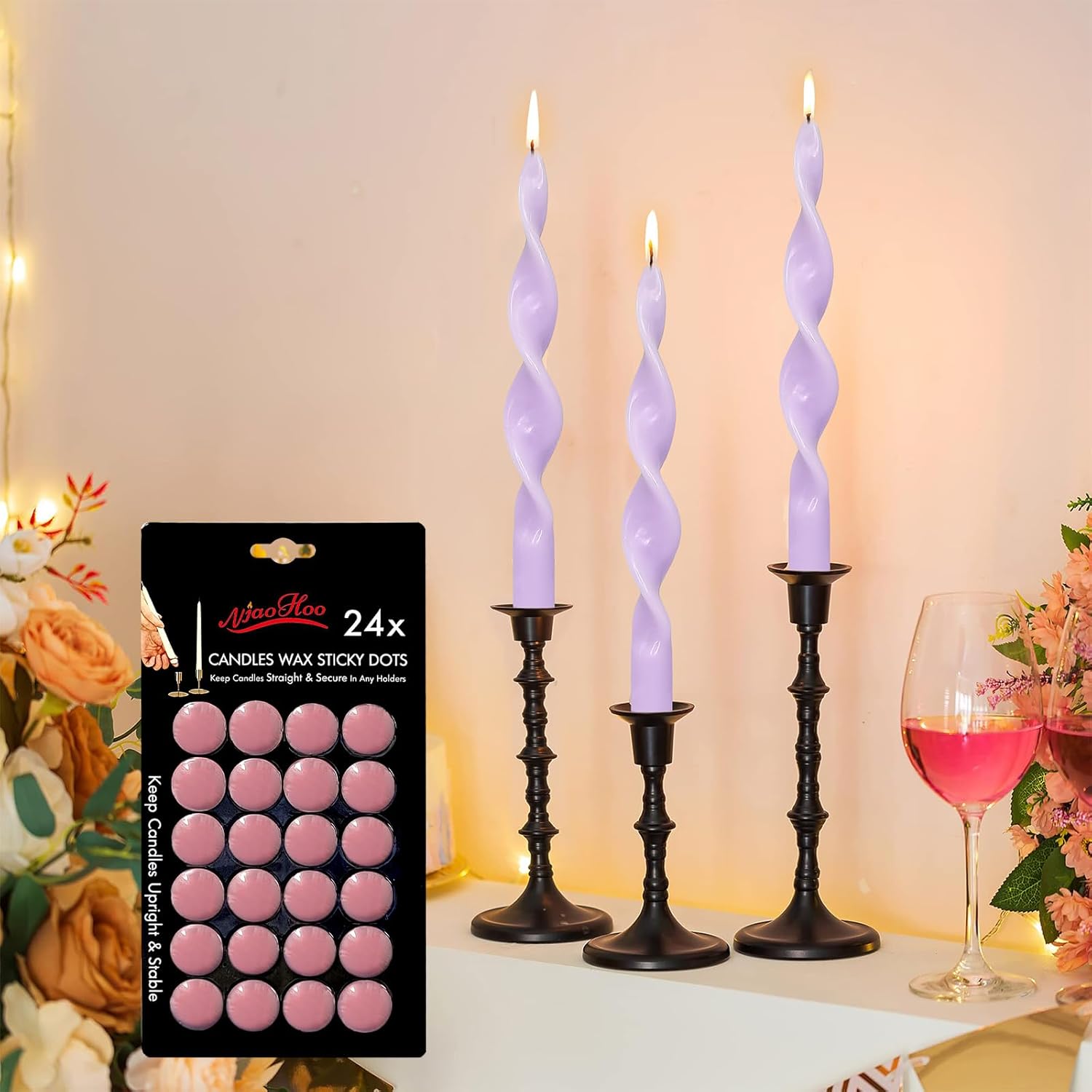 Stable Candle Adhesive Dots for Tapers