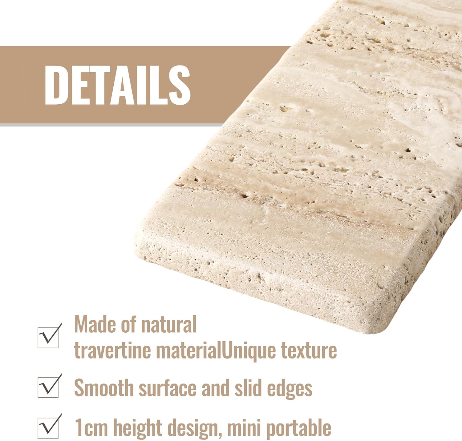 BCS Natural Travertine Candle Plate 6x3 Inch Candle Tray 2PCS