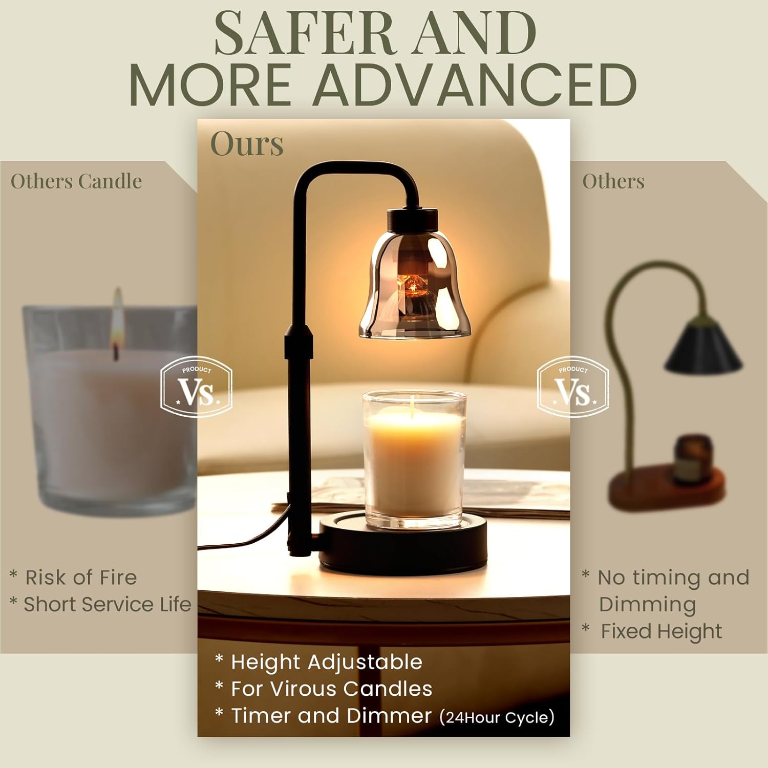 Candle Warmer Lamp with Timer - Safe Comfortable Home Decor
