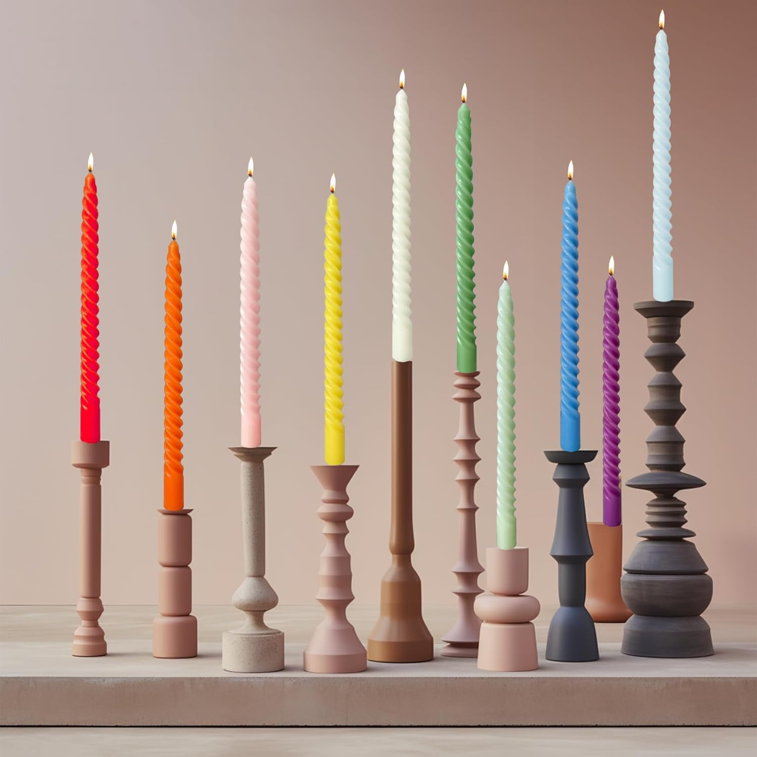 Religious Taper Candles Pastel 12-Skewer Pack