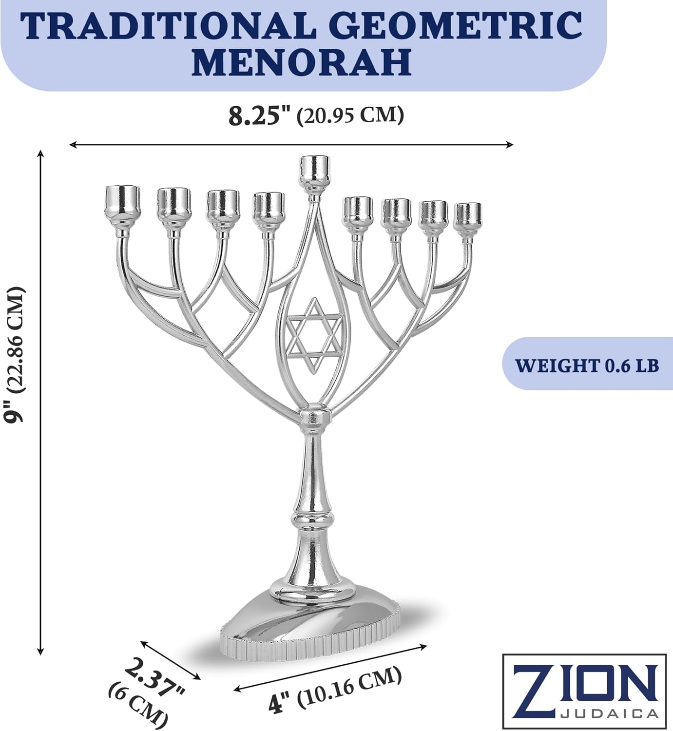 Complete Hanukkah Sturdy Perfect Size Menorah Kit