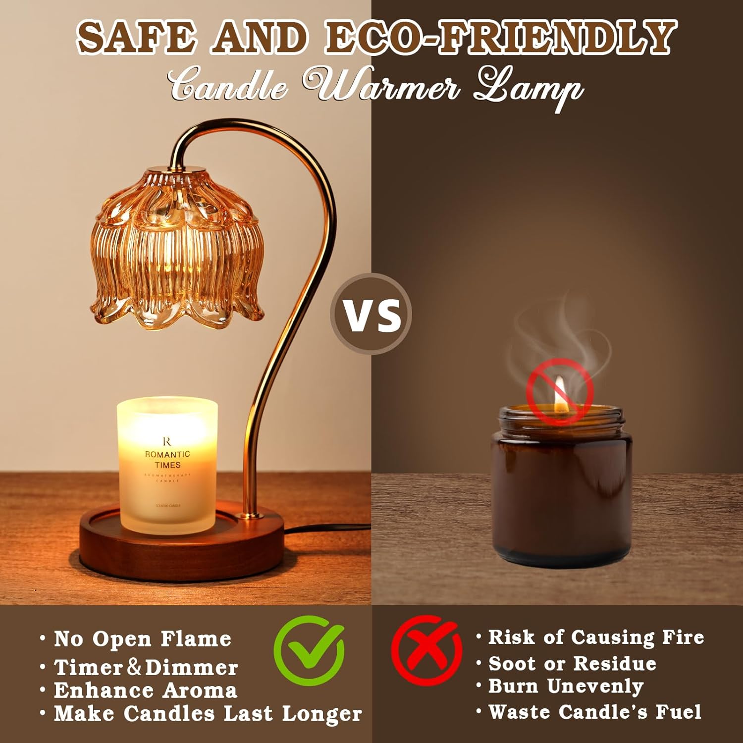 Gradient Candle Glass Lamp Timer for Home Dcor