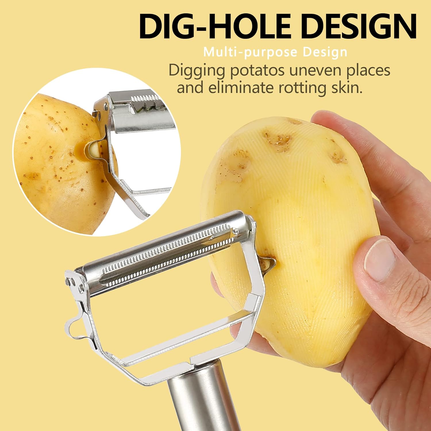 Iziusy Stainless Steel Peeler Julienne Cutter for Carrots and Potatoes