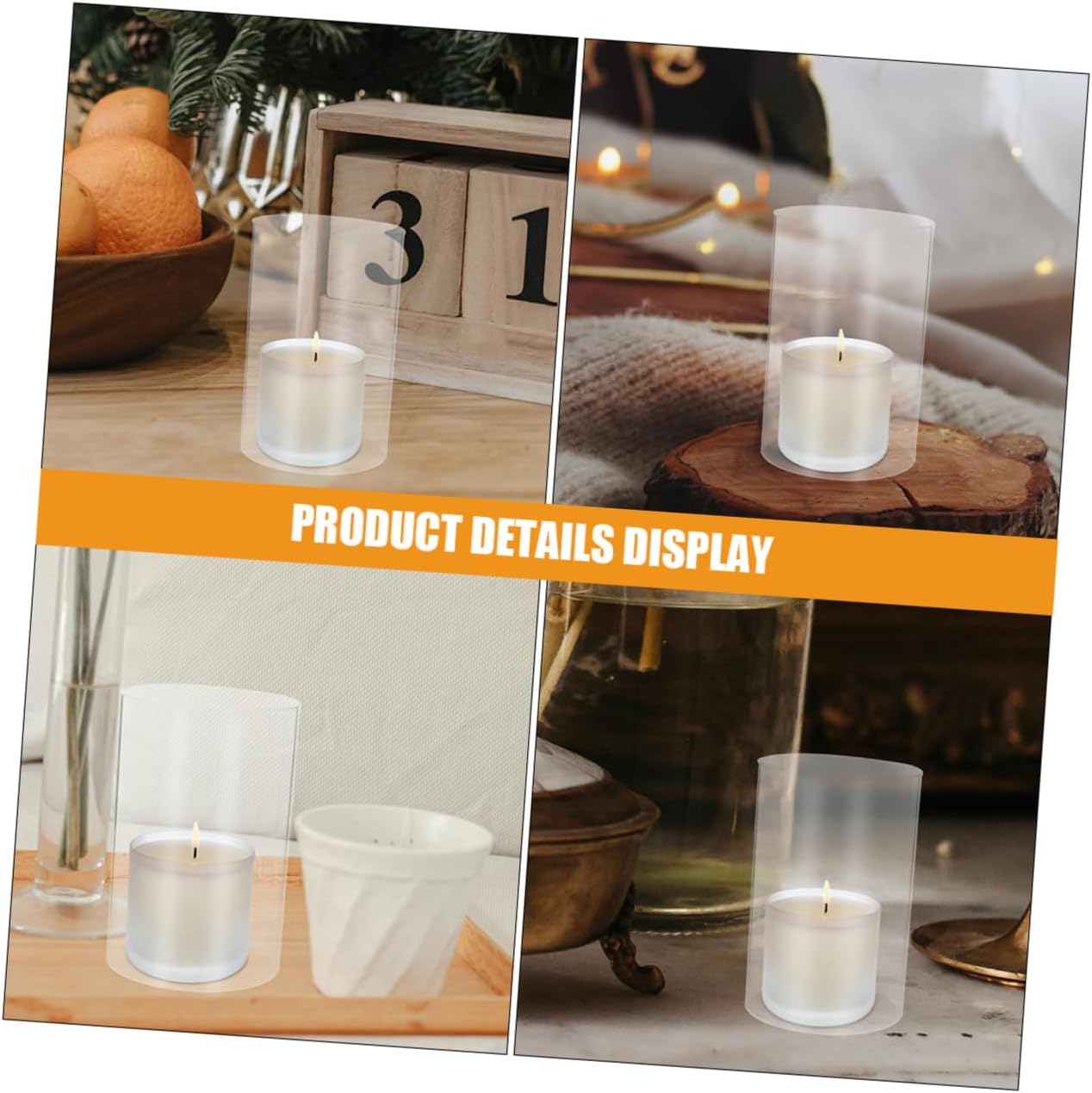 PrettyZoom Clear Glass Candle Holder Sleeve Elegant Design