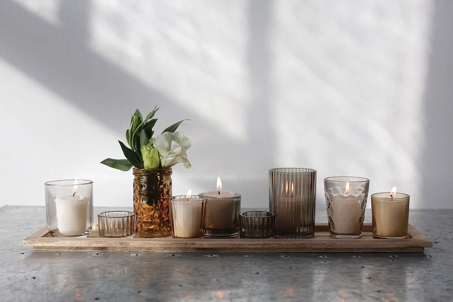 Elegant Brown Glass Votive Set