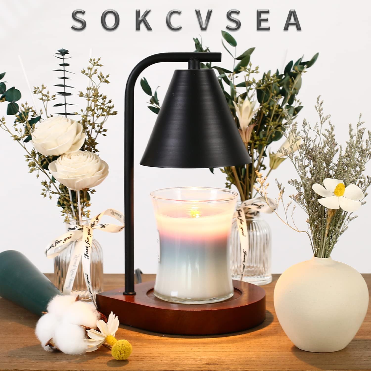 Sokcvsea Candle Warmer Lamp Dimmable Scented Candle Diffuser