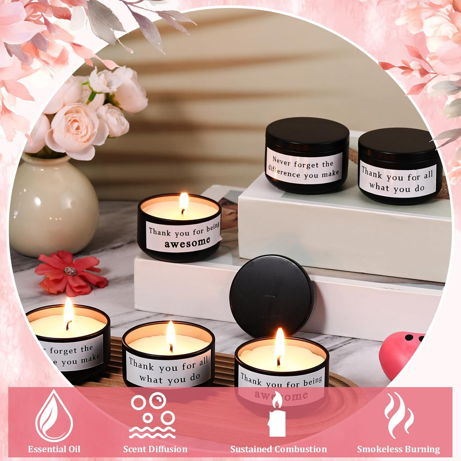 Teacher Nurse CoworkerThank You Scented Candle for Women 6Pack Gift Box