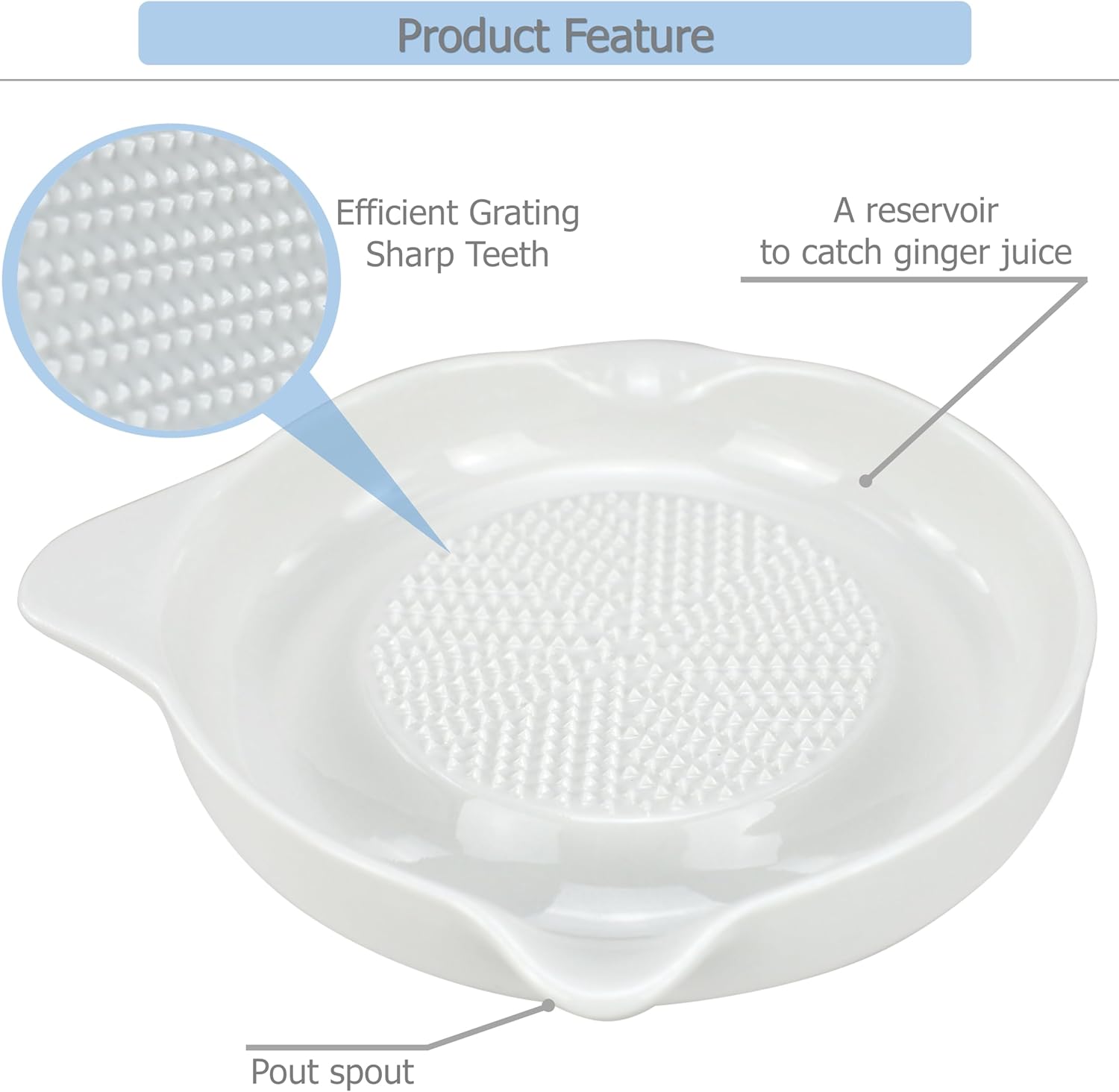 EIKSS Ceramic Grater Set with Spoon and Brush