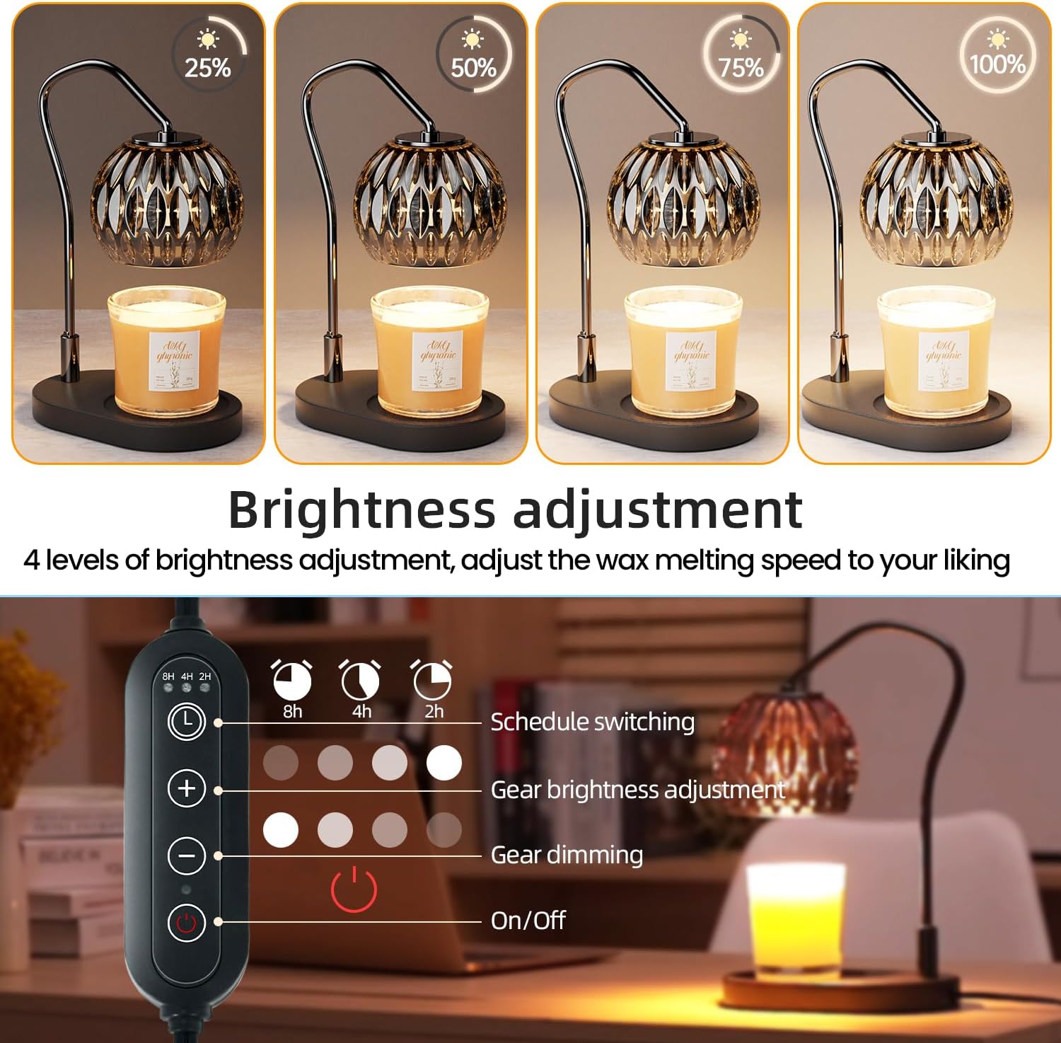 Candle Warmer Lamp Timer Dimmer Black Decor