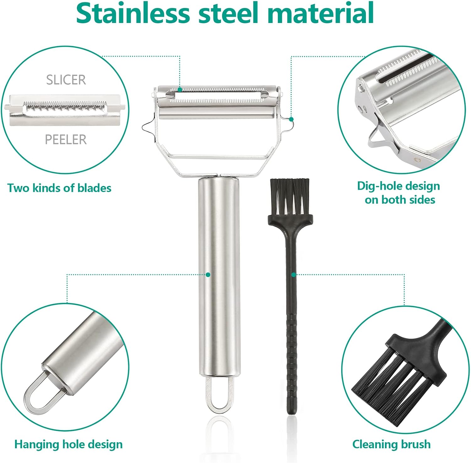 Iziusy Stainless Steel Peeler Julienne Cutter for Carrots and Potatoes