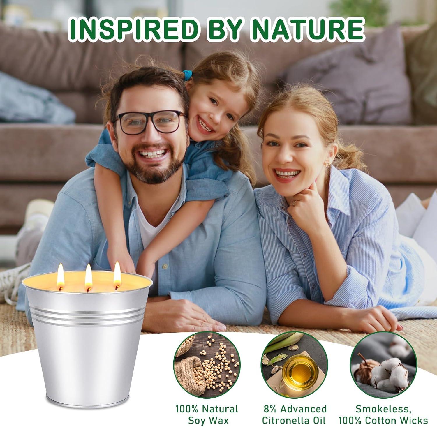 Citronella 34oz Candle 200-Hour Burn Outdoor Home Use