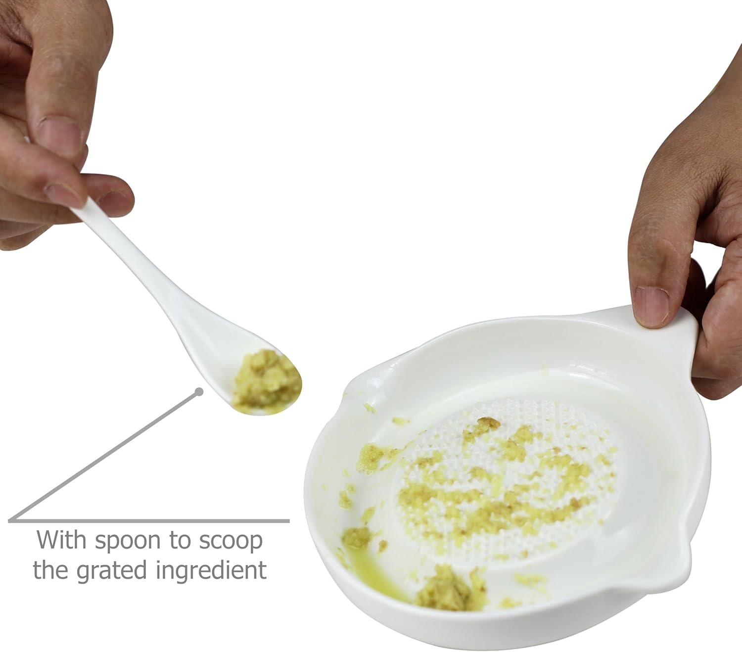 EIKSS Ceramic Grater Set with Spoon and Brush