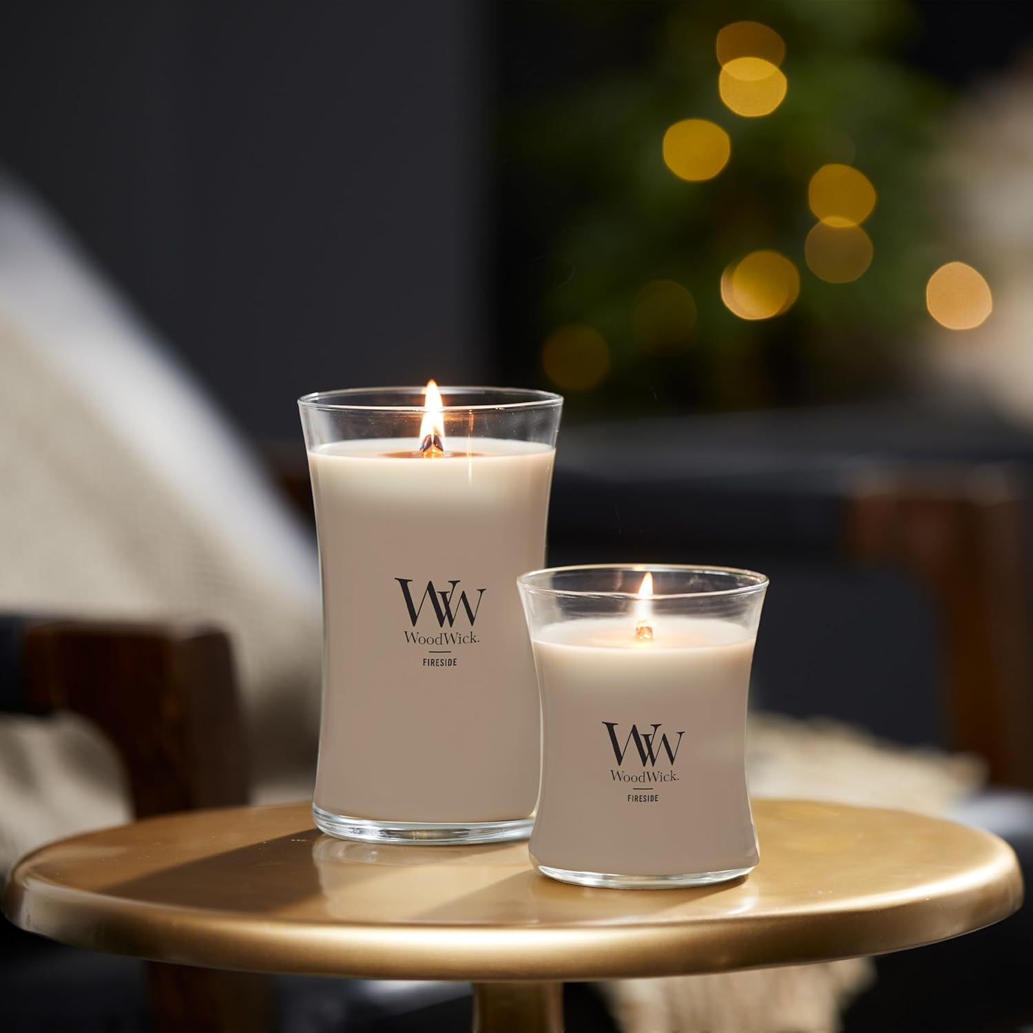 WoodWick Medium Hourglass Candle - Fireside Scent Soy Blend crackling Wick 97oz Perfect Gift