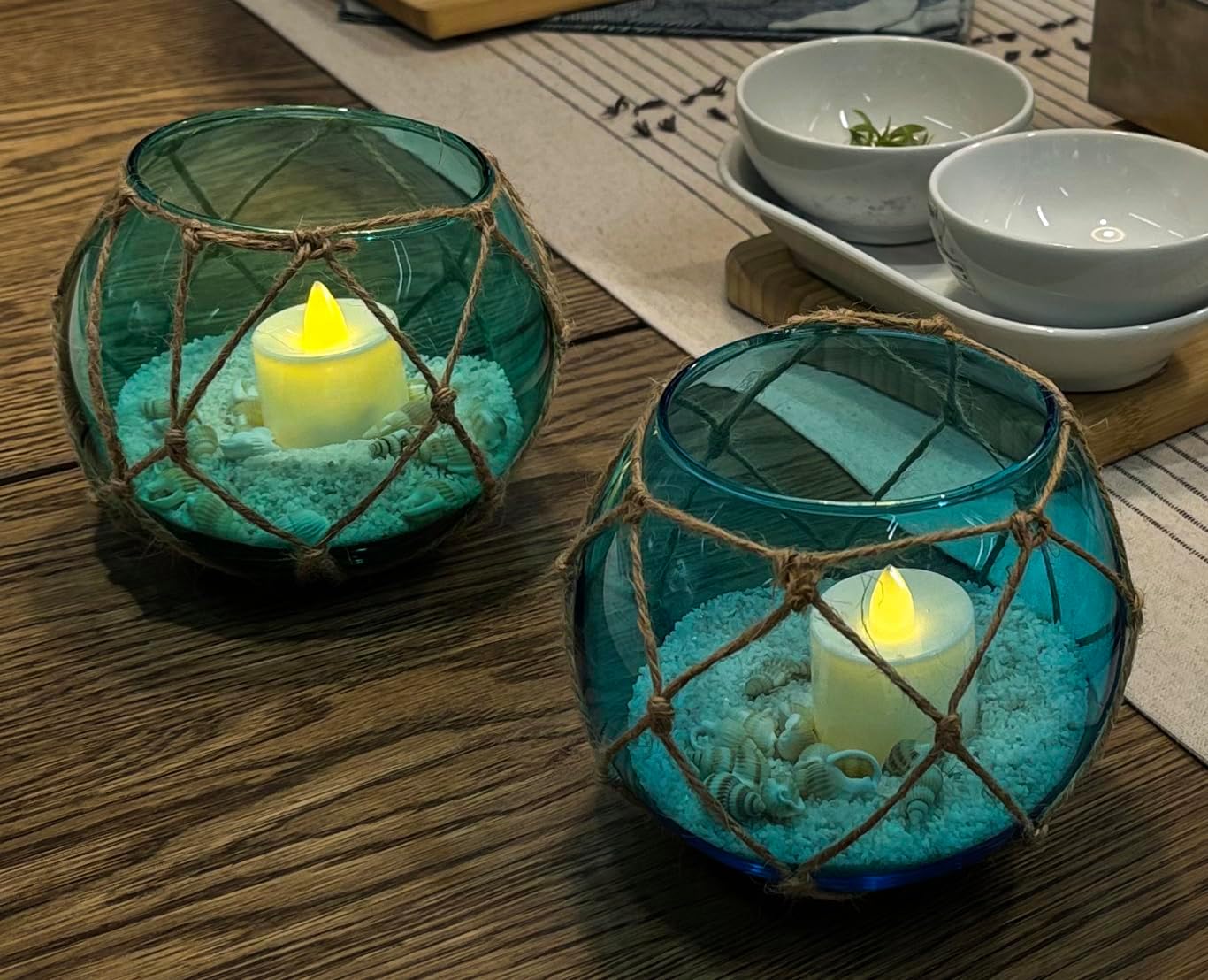 SailingStory NauticalTwo fishing float tealight holders
