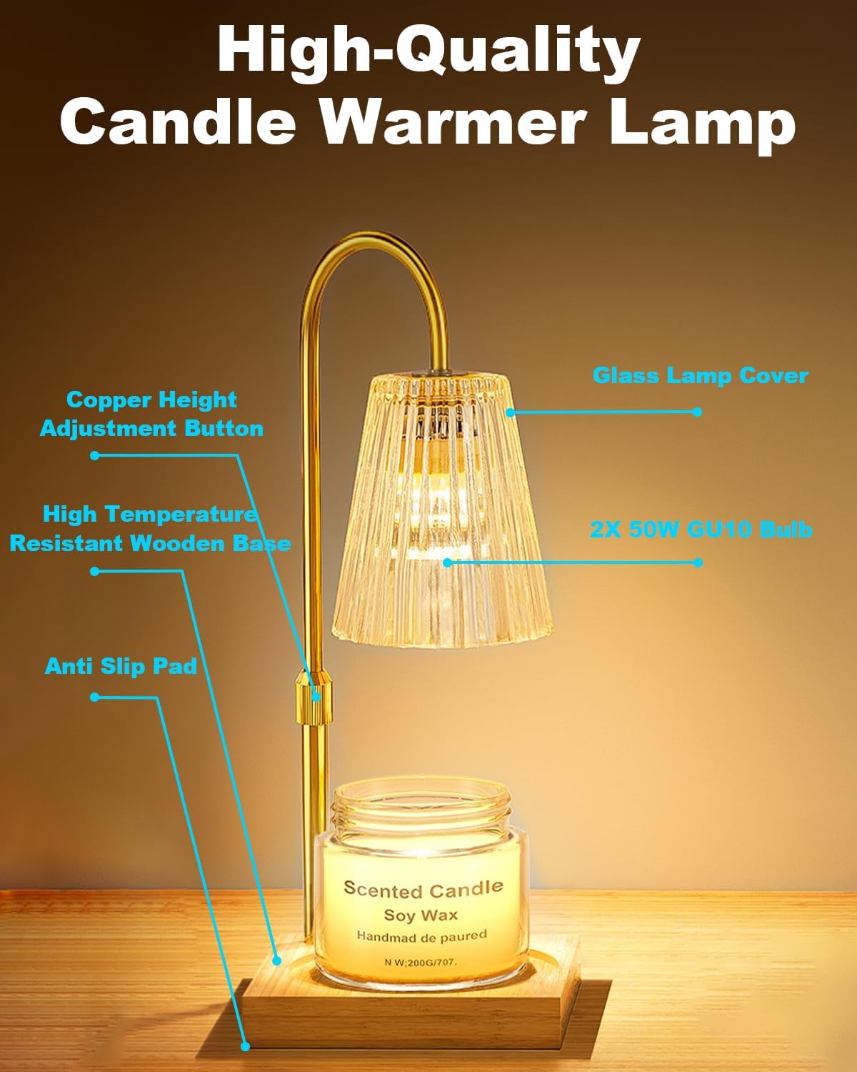 Soo canceled Candle Warming Lamp Adjustable Height
