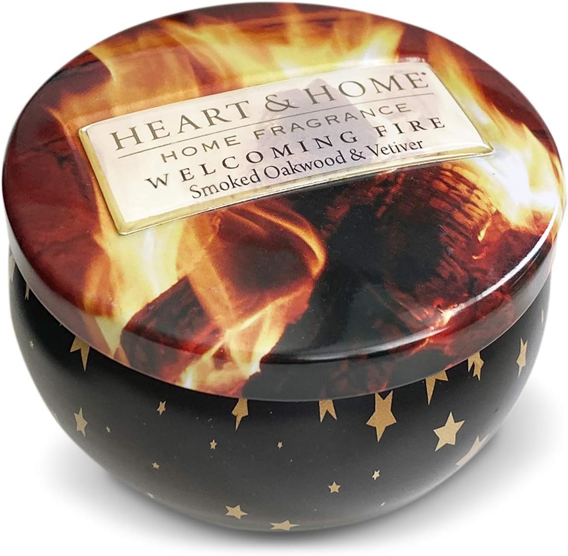 Heart Home Christmas Tin Candle Welcoming Fire