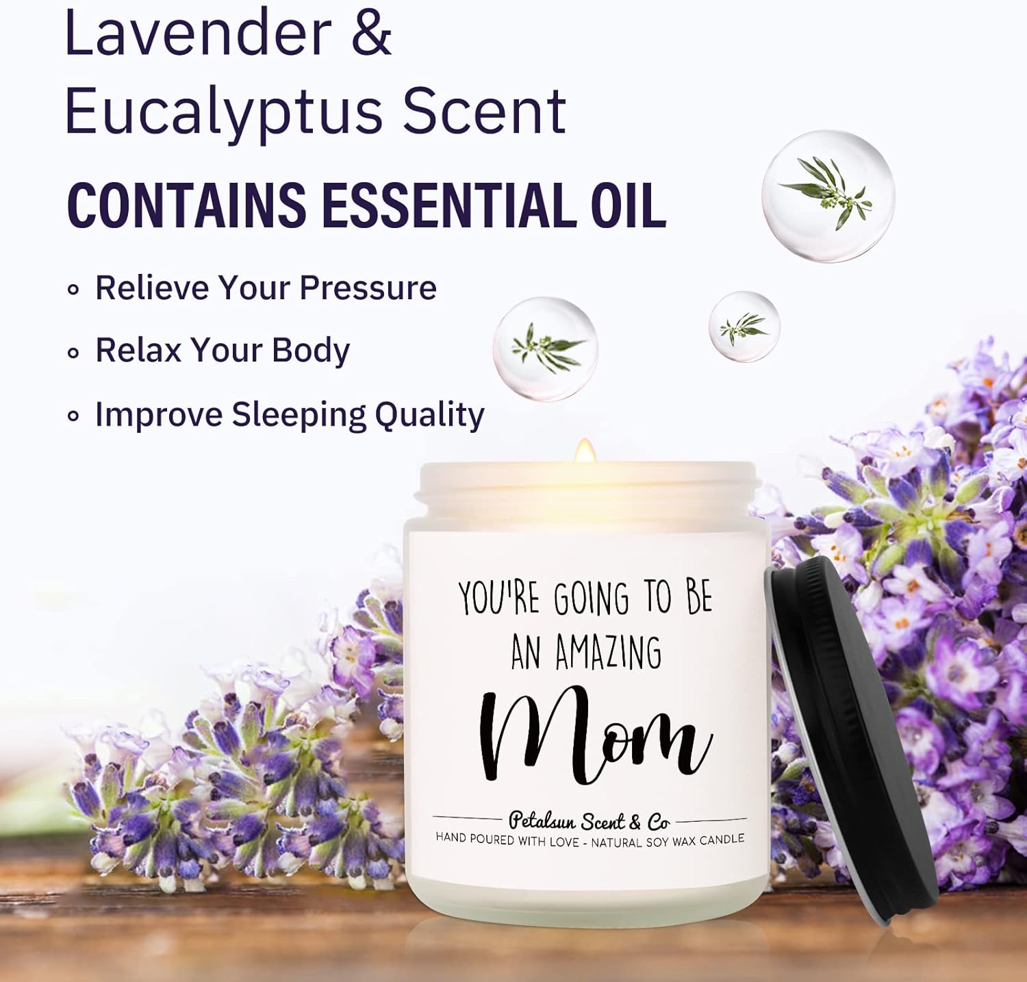 Lavender Candle for Mom First Mothers Day Gift