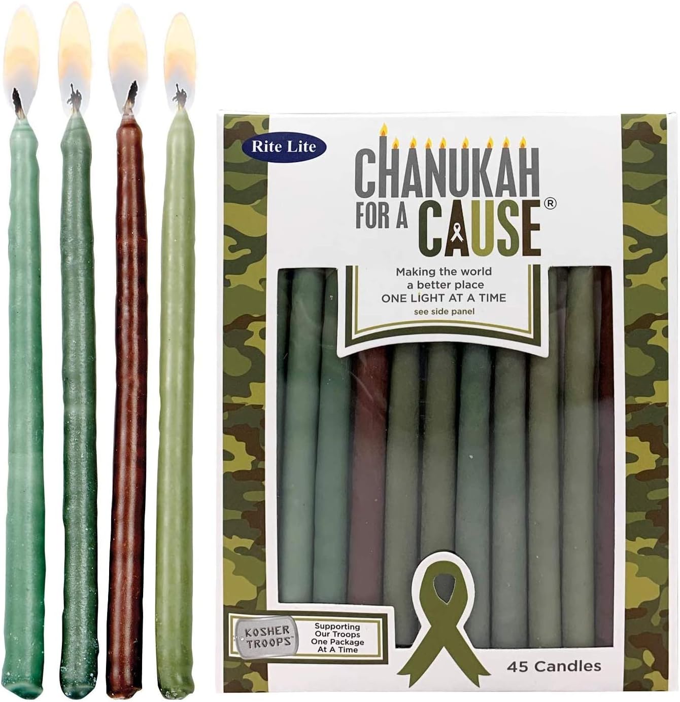 Rite Lit Green Hanukkah Candles - Support Troops